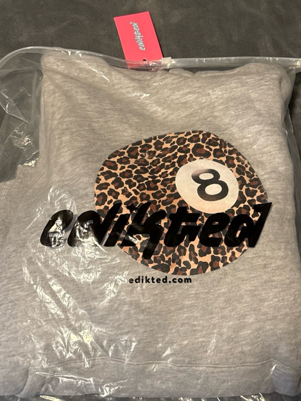 Edikted hooded gray sweatshirt with leopard print number 8 Size M #edikted #leop
